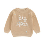 Toddler Kids Girl Big Sister Sweater Cute Long Sleeve Letter Embroidery Knit Pullover Loose Top