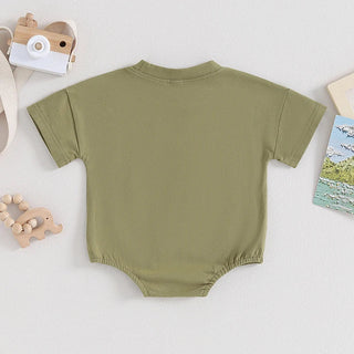 Baby Girls Boys Bubble Romper Short Sleeve Oversized Solid Color Basic Summer Clothes Bodysuit