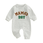 Baby Boys Mama's Boy / Little Dude Fall Romper Letter Embroidery Long Sleeve Crew Neck Full Length Jumpsuit