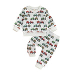 Baby Toddler Boys 2Pcs Fall Outfit Long Sleeve Tractor Print Top + Pants Set