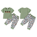 Baby Toddler Boys 2Pcs Outfit Summer Spring Duck Embroidery Short Sleeve T-Shirt Top and Elastic Waist Jogger Pants Set