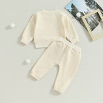 Baby Toddler Girls Boys 2Pcs Fall Sets Solid Long Sleeve Tops Pants Outfit