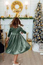 Sage Velvet Twirl Dress