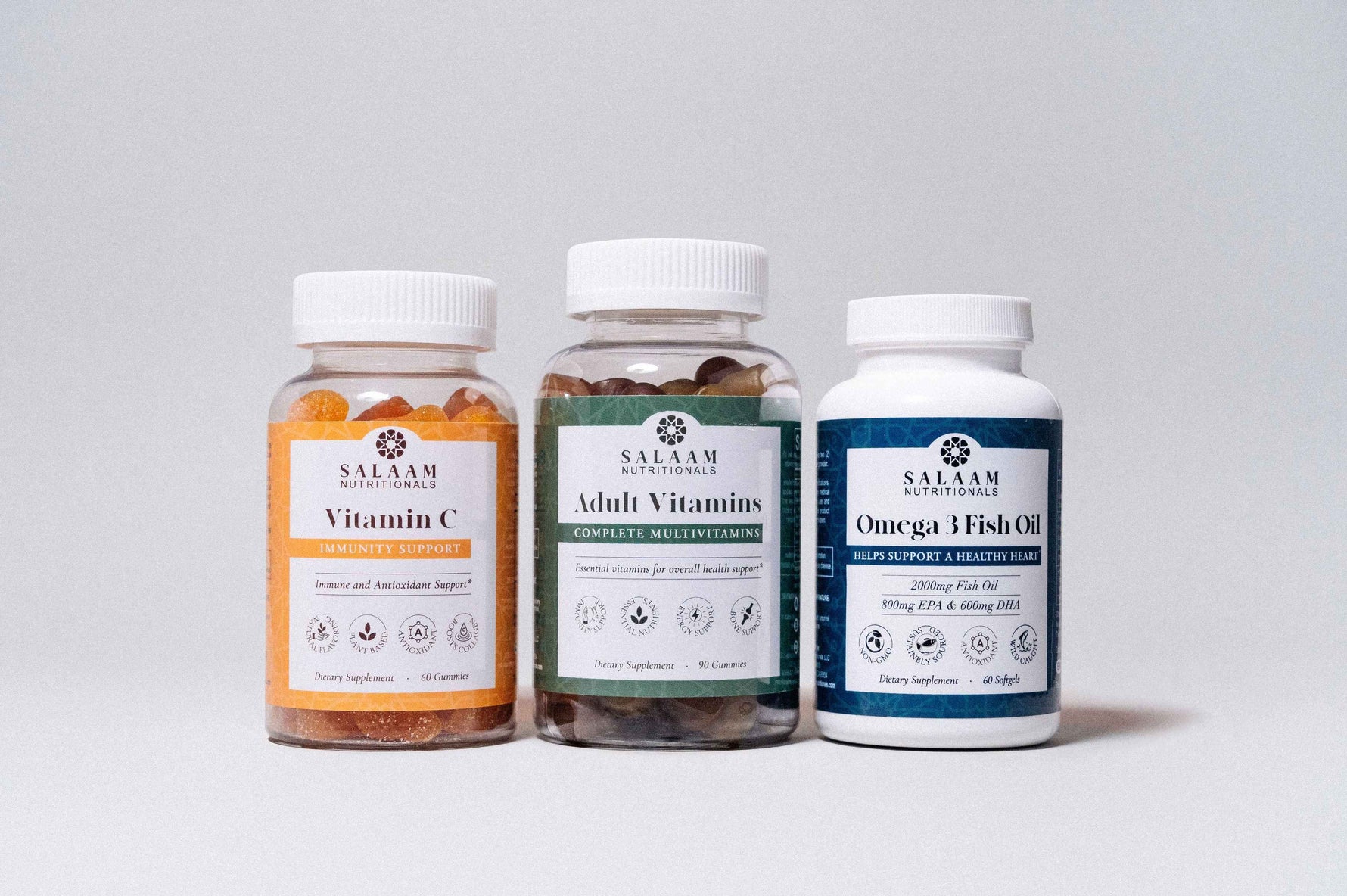 Halal Adult Immunity Booster Bundle – Multivitamin, Vitamin C, and Fish Oil