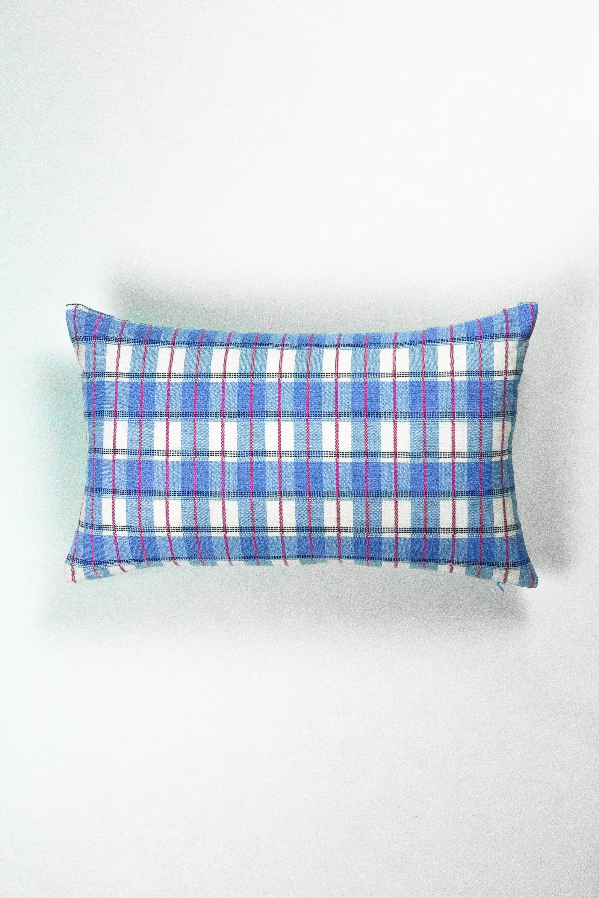 San Andres Gingham Blue & White Pillow