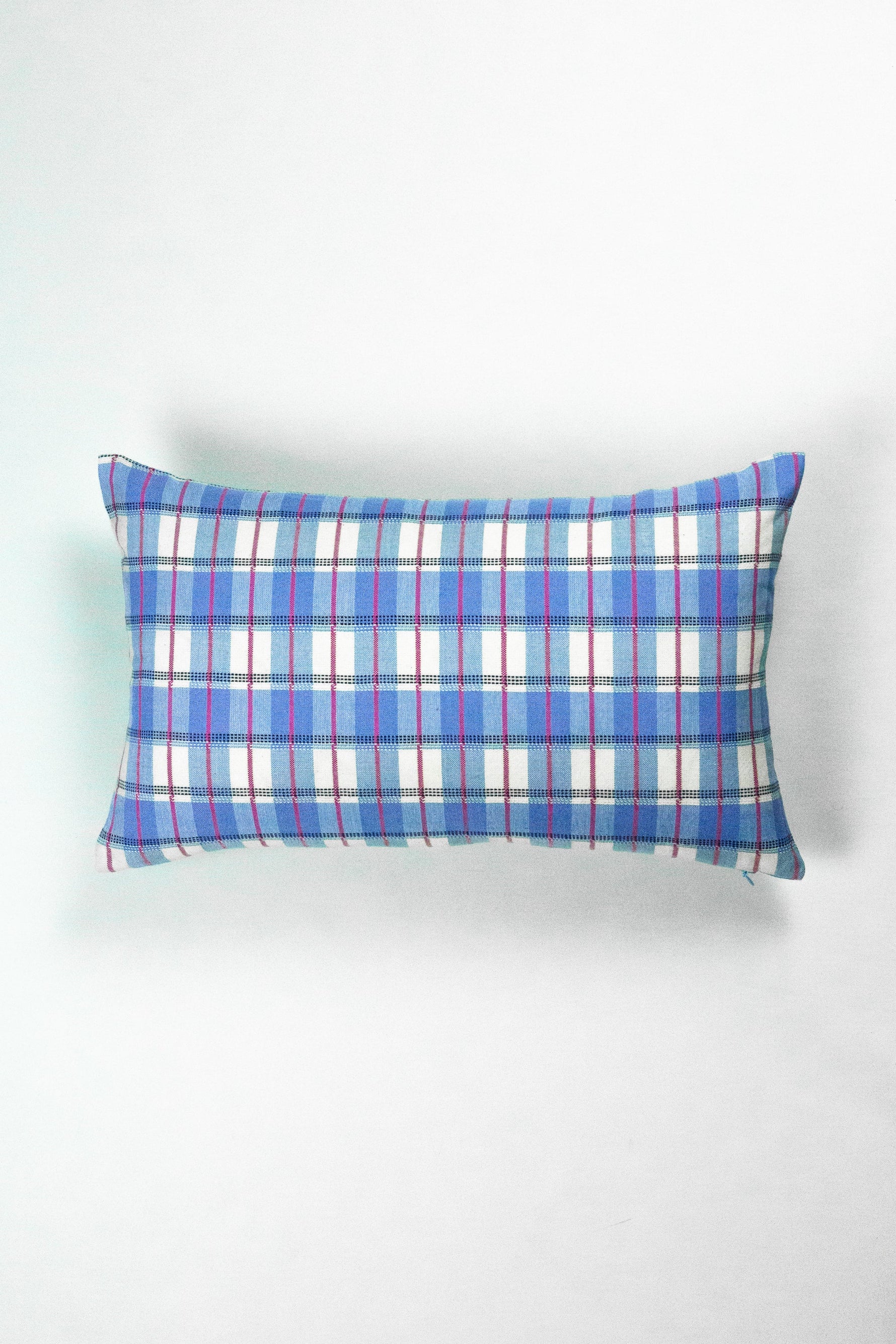 San Andres Gingham Blue & White Pillow
