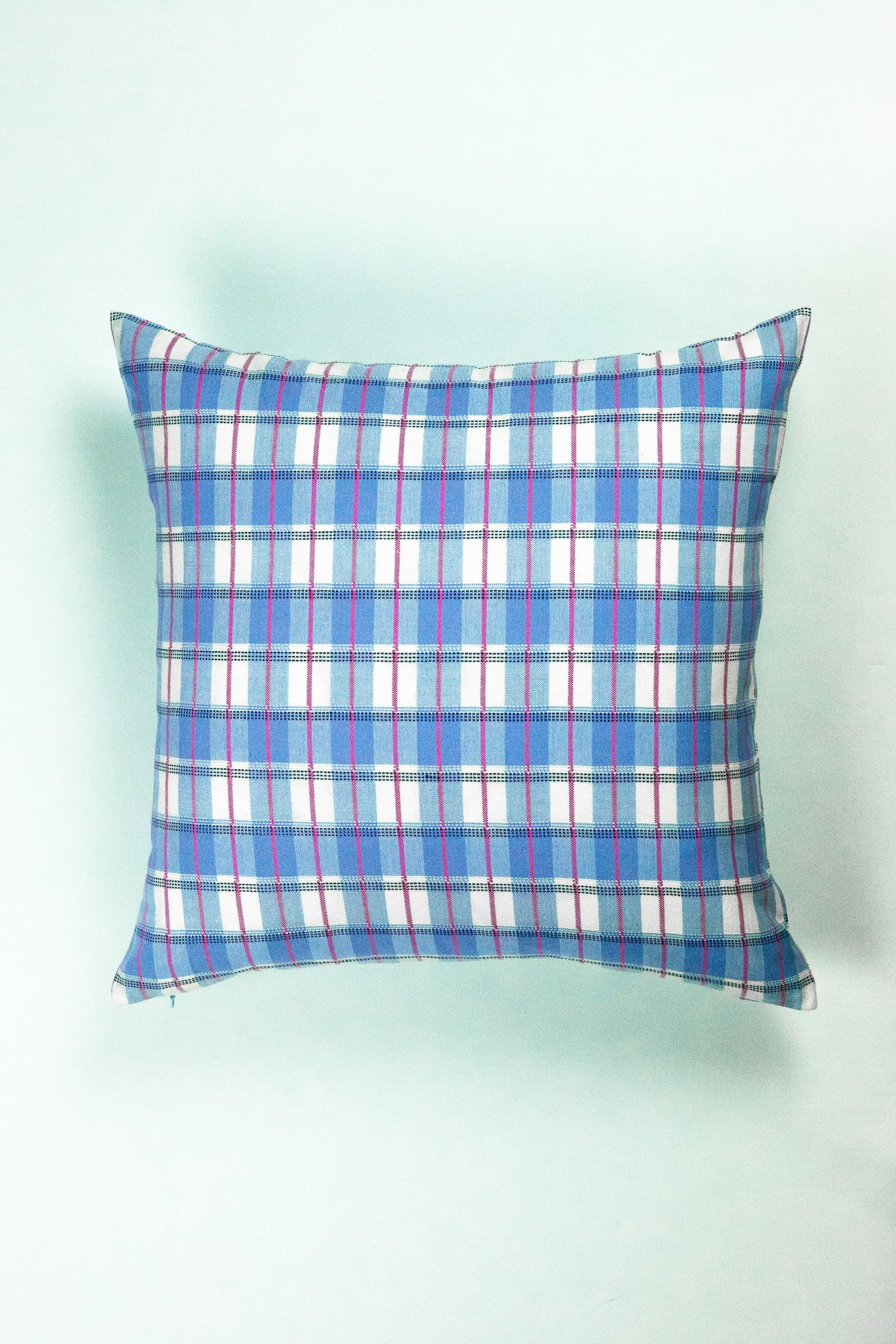 San Andres Gingham Blue & White Pillow