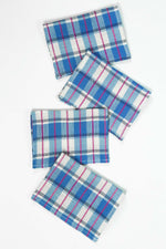 San Andres Gingham Blue & White Cocktail Napkins Set of 4