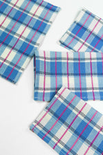 San Andres Gingham Blue & White Cocktail Napkins Set of 4
