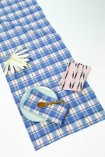 San Andres Gingham Blue & White Table Runner