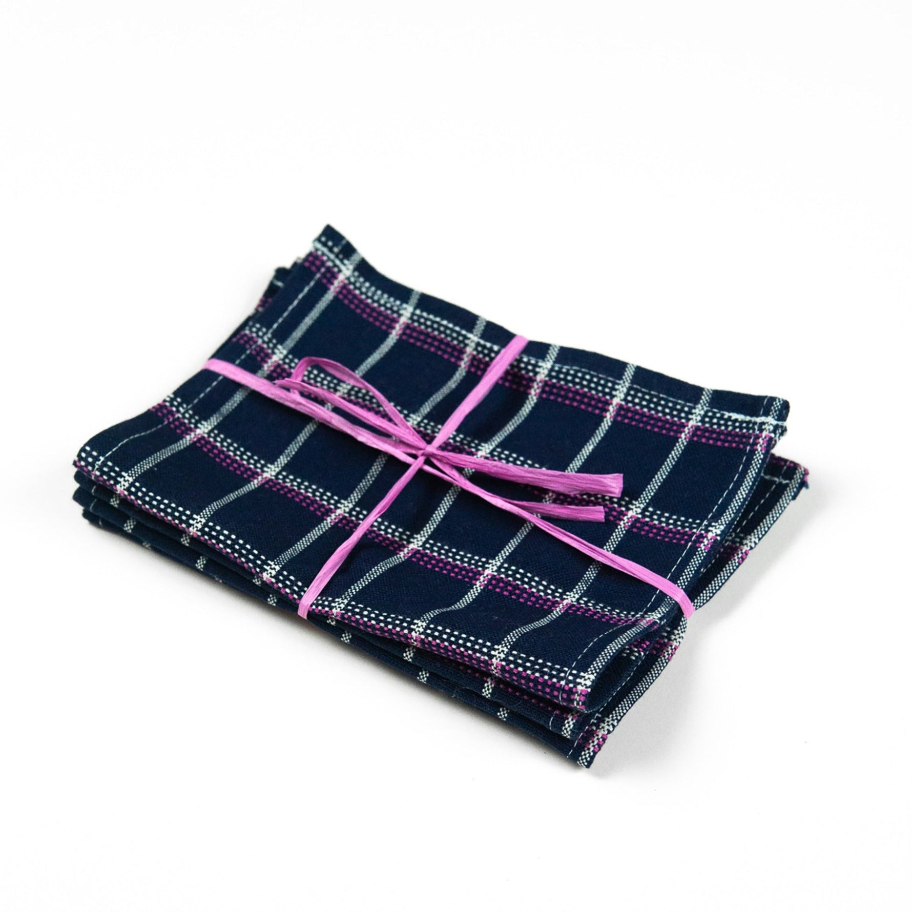 San Lucas Plaid Navy Cocktail Napkins, Set of 4