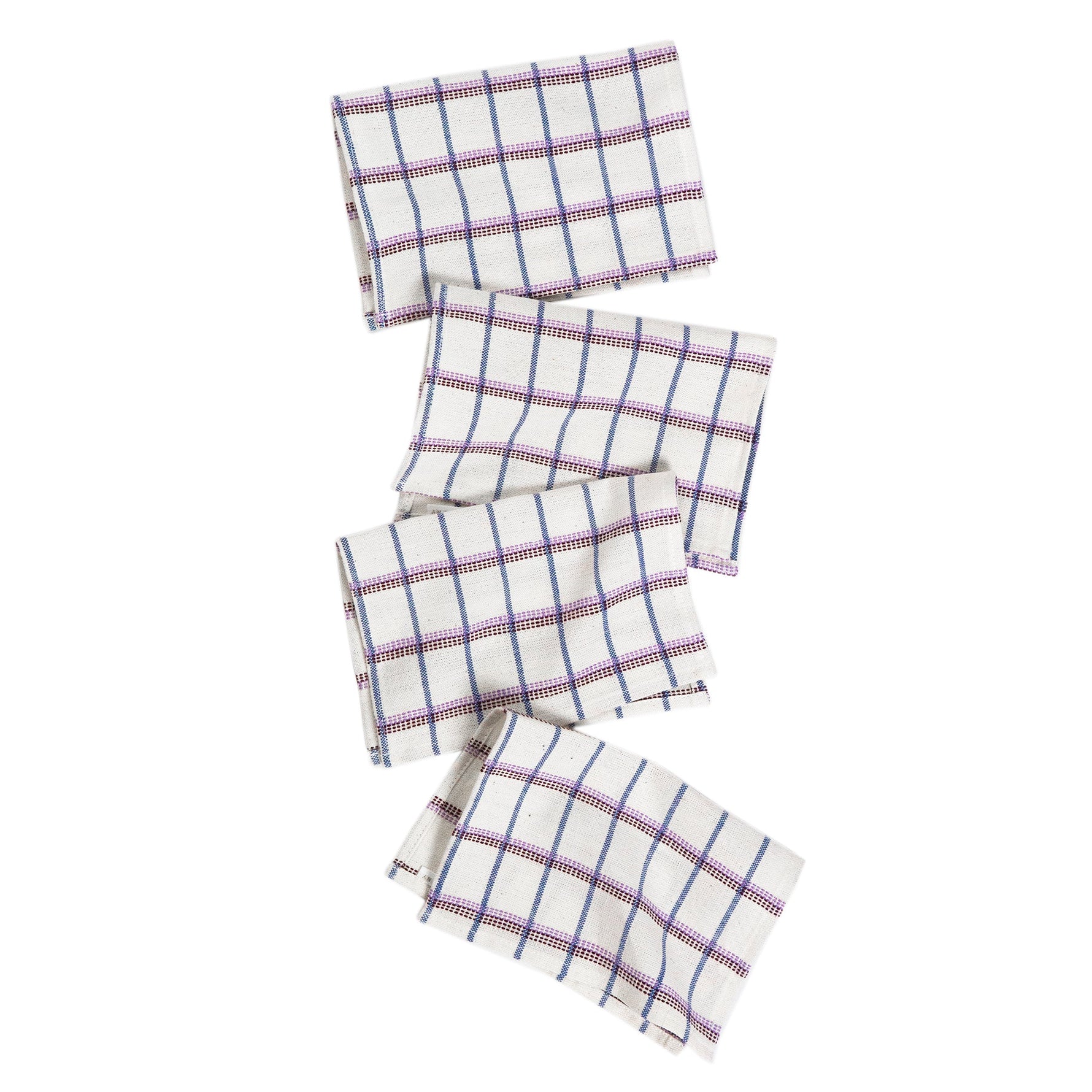 San Lucas Plaid White Cocktail Napkins Set of 4
