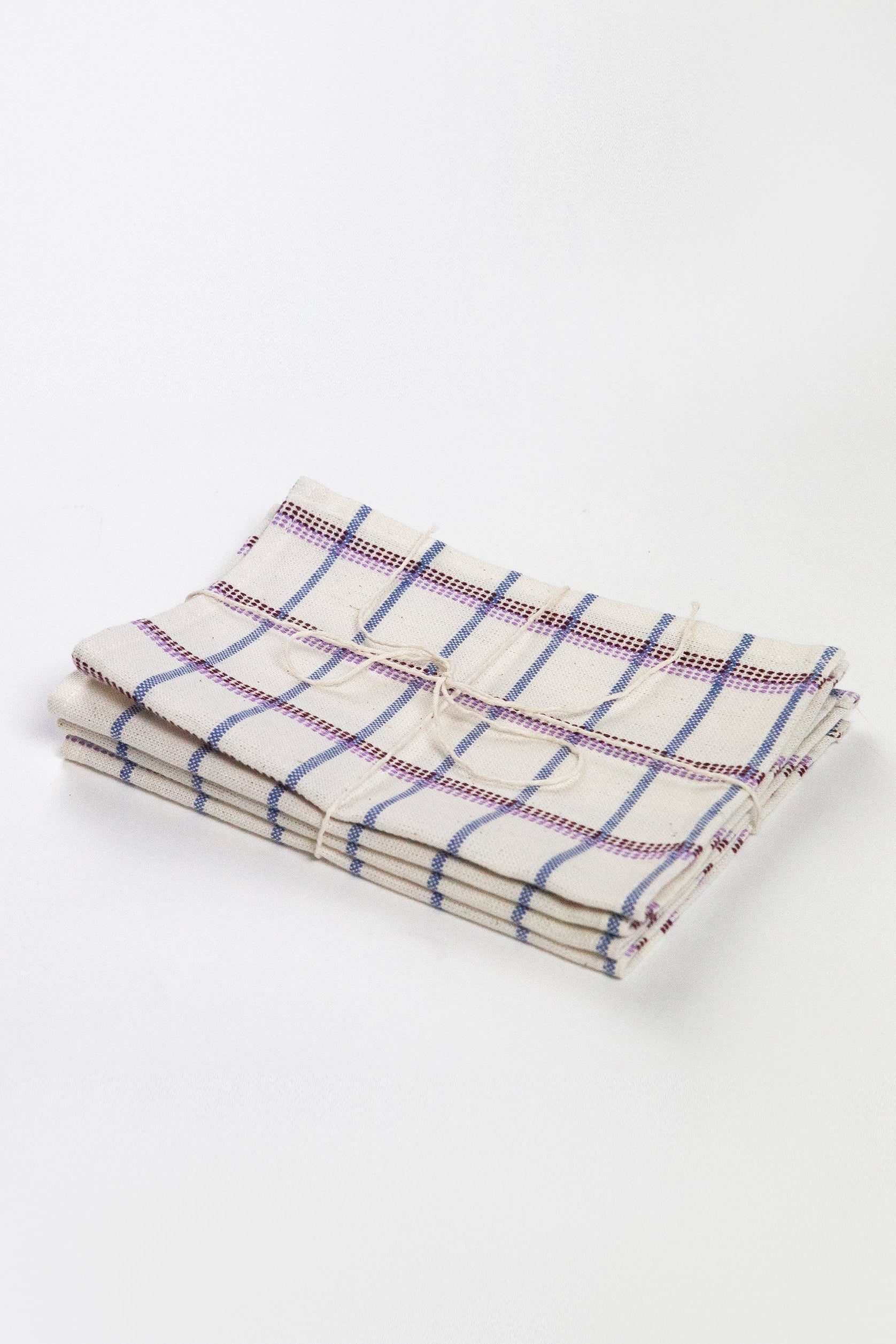 San Lucas Plaid White Cocktail Napkins Set of 4