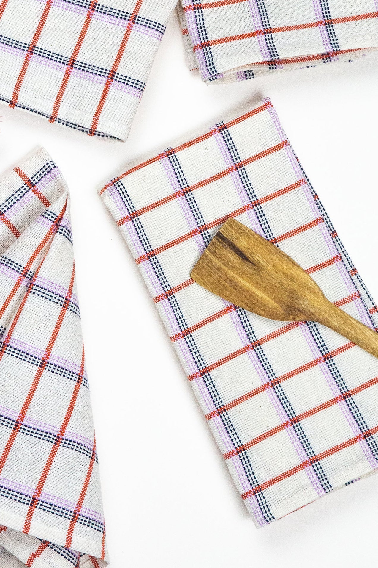 San Lucas Plaid White & Orange Napkins