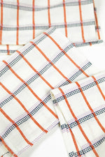 San Lucas Plaid White & Orange Cocktail Napkins, Set of 4