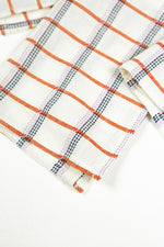 San Lucas Plaid White & Orange Cocktail Napkins, Set of 4