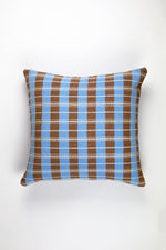 Santiago Grid Pillow - Blue and Umber
