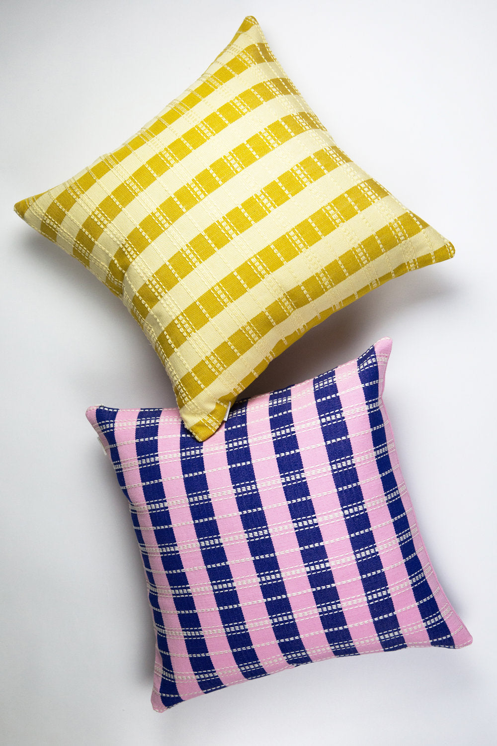 Santiago Grid Pillow - Royal and Baby Pink