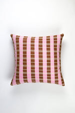 Santiago Grid Pillow - Baby Pink and Umber