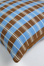 Santiago Grid Pillow - Blue and Umber