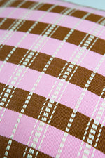 Santiago Grid Pillow - Baby Pink and Umber
