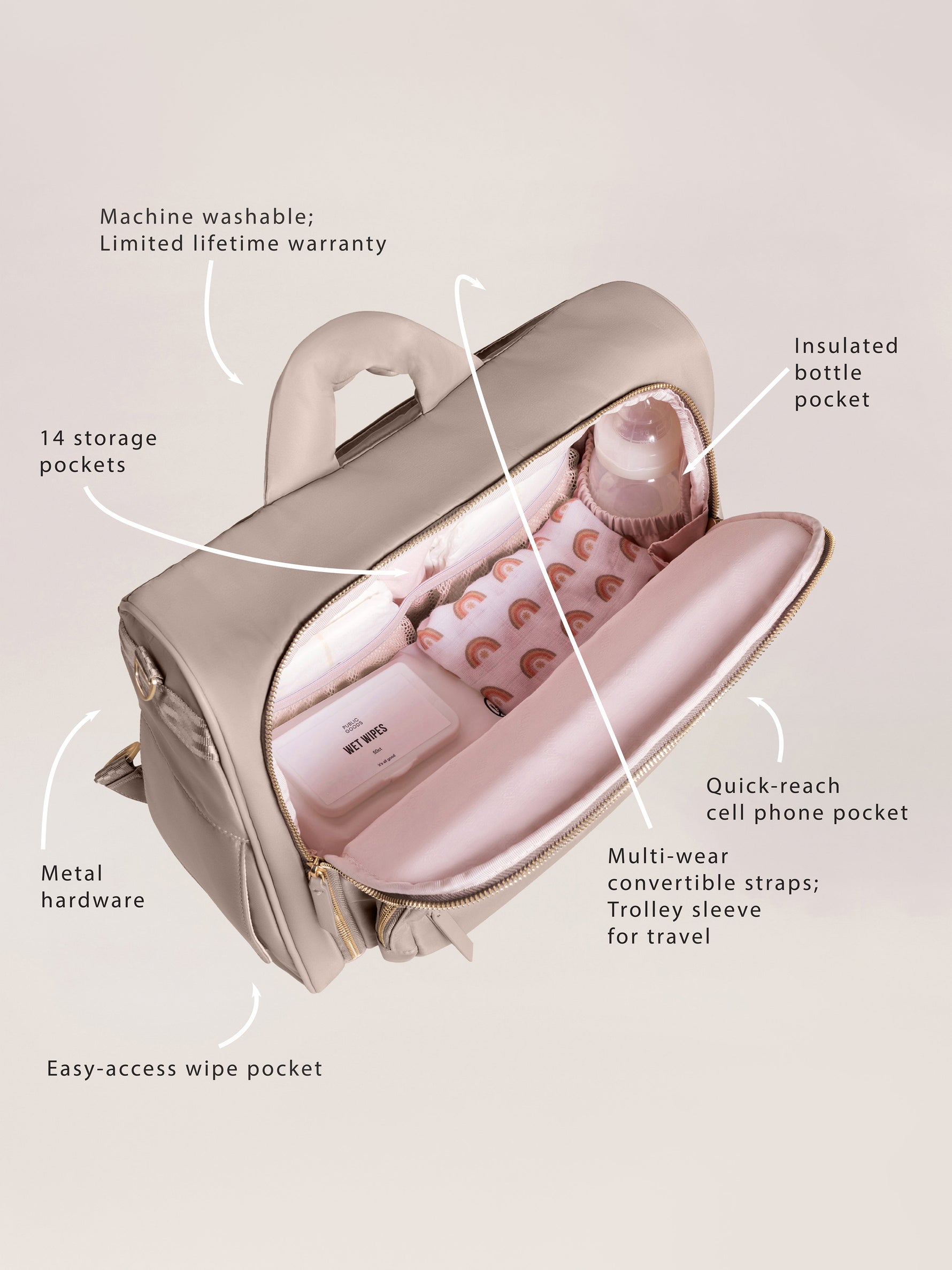 Satchel Diaper Bag - Taupe - By Baano