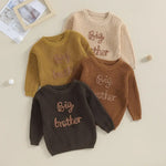Toddler Kids Boys Sweaters Cotton Long Sleeve Letter Embroidery Big Brother Pullover Loose Knitwear Top