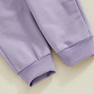 Baby Toddler Girls 2Pcs Auntie's Bestie Outfit Long Sleeve Crew Neck Embroidery Letter Top with Elastic Waist Pants Clothes Jogger Set