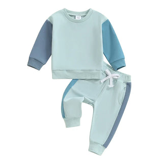 Baby Toddler Boys 2Pcs Fall Outfit Contrast Color Long Sleeve Top and Long Pants Set