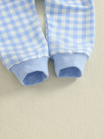 Baby Toddler Boys 2Pcs Fall Outfit Letter Embroidery Big Brother Long Sleeve Top and Elastic Plaid Pants Clothes