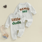 Baby Boys Mama's Boy / Little Dude Fall Romper Letter Embroidery Long Sleeve Crew Neck Full Length Jumpsuit