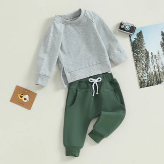 Baby Toddler Boy Girl 2Pcs Outfit Long Sleeve Crewneck Pullover Top Jogger Pant Set