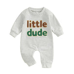 Baby Boys Mama's Boy / Little Dude Fall Romper Letter Embroidery Long Sleeve Crew Neck Full Length Jumpsuit