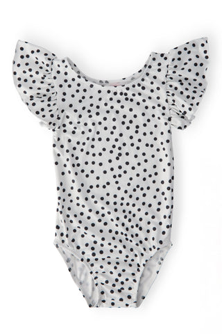 Scattered Dot S/S Flutter Sleeve Leotard