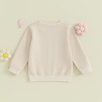 Toddler Baby Kids Boys Girls Fuzzy Letter Embroidery Cousin Crew Matching Long Sleeve Round Neck Pullover Loose Top