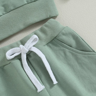 Baby Toddler Girls Boys 2Pcs Fall Sets Solid Long Sleeve Tops Pants Outfit