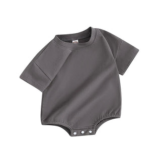 Baby Girls Boys Bubble Romper Short Sleeve Oversized Solid Color Basic Summer Clothes Bodysuit