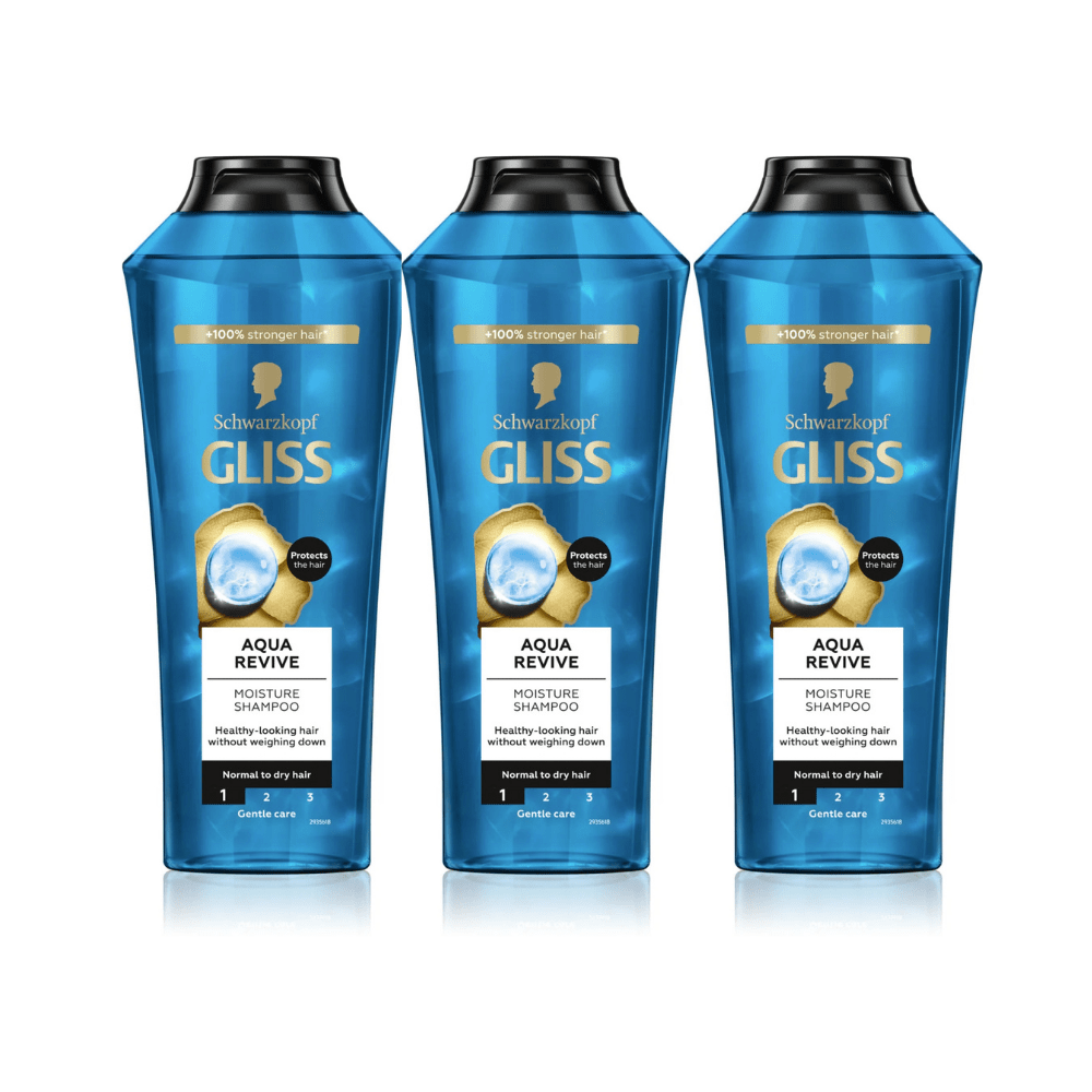 Schwarzkopf Gliss Shampoo Aqua Revive 400 ml 3 Pack - By Baano