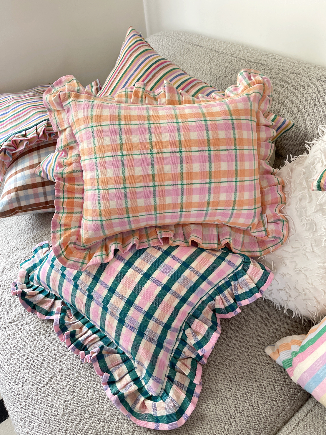 Marguerite Ruffle Plaid Pillow