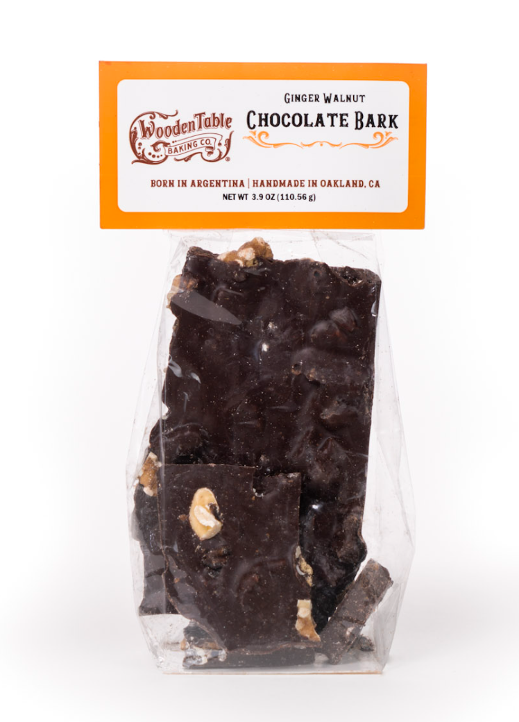 Dark Chocolate Ginger and Walnut Bark - No Gluten (4 ounces)