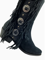 Rodeo Doll Fringe Boots in Black Naughty Monkey