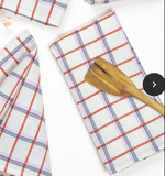 San Lucas Plaid White & Orange Napkins