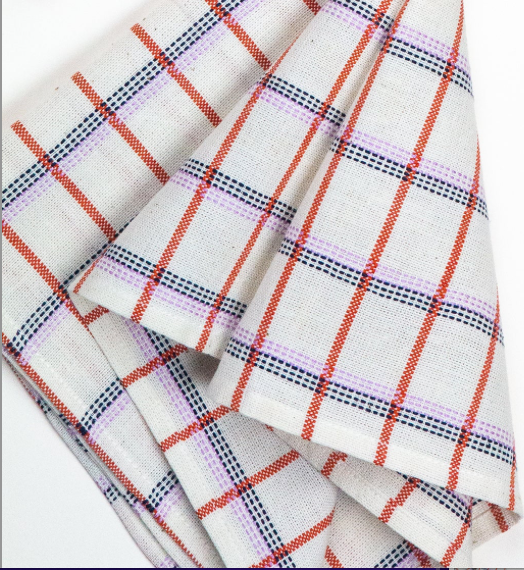 San Lucas Plaid White & Orange Napkins