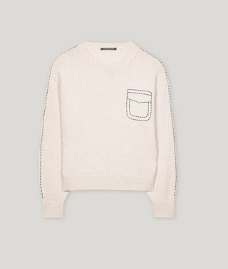 Luisa Cerano Beige Contrast Stitch Sweater - By Baano