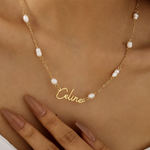 Cursive Name Necklace w/ Petite Pearls