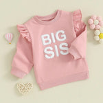 Baby Toddler Kids Girls Sister Matching Big Sis Shirt/Lil Sis Ruffle Sleeve Long Sleeve Romper Crewneck Top