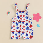 Baby Boys Girls 4th of July Romper Stars and Stripes Pattern Infant Overalls Sleeveless Tank Jumpsuit