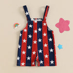 Baby Boys Girls 4th of July Romper Stars and Stripes Pattern Infant Overalls Sleeveless Tank Jumpsuit