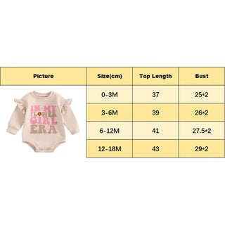Baby Girls In My Flower Girl Era Romper Long Ruffle Sleeve Crew Neck Letters Print Bodysuit