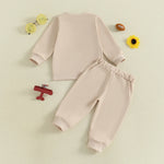Baby Toddler Boys 2Pcs Autumn Long Sleeve Football Embroidery Top Drawstring Jogger Pants Set